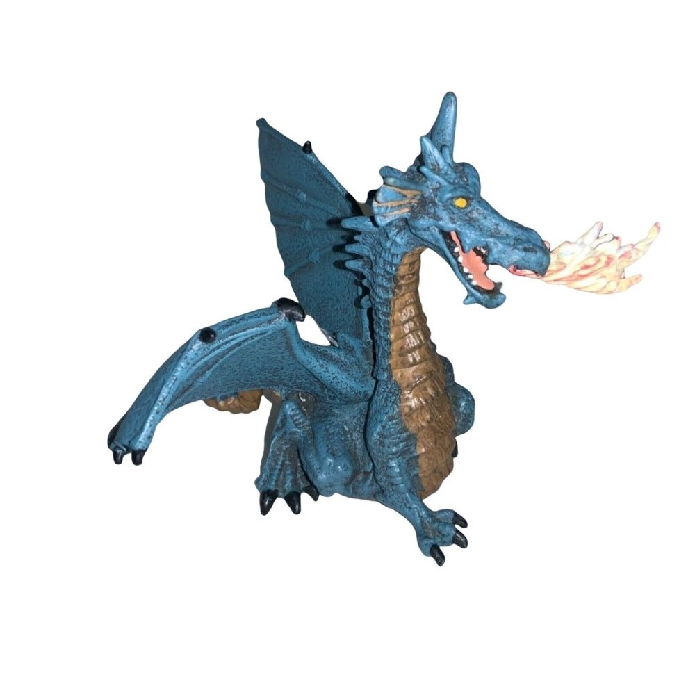 Papo Mythical Fantasy Blue Winged Fire Breathing Dragon Figure 4" tall-  2005